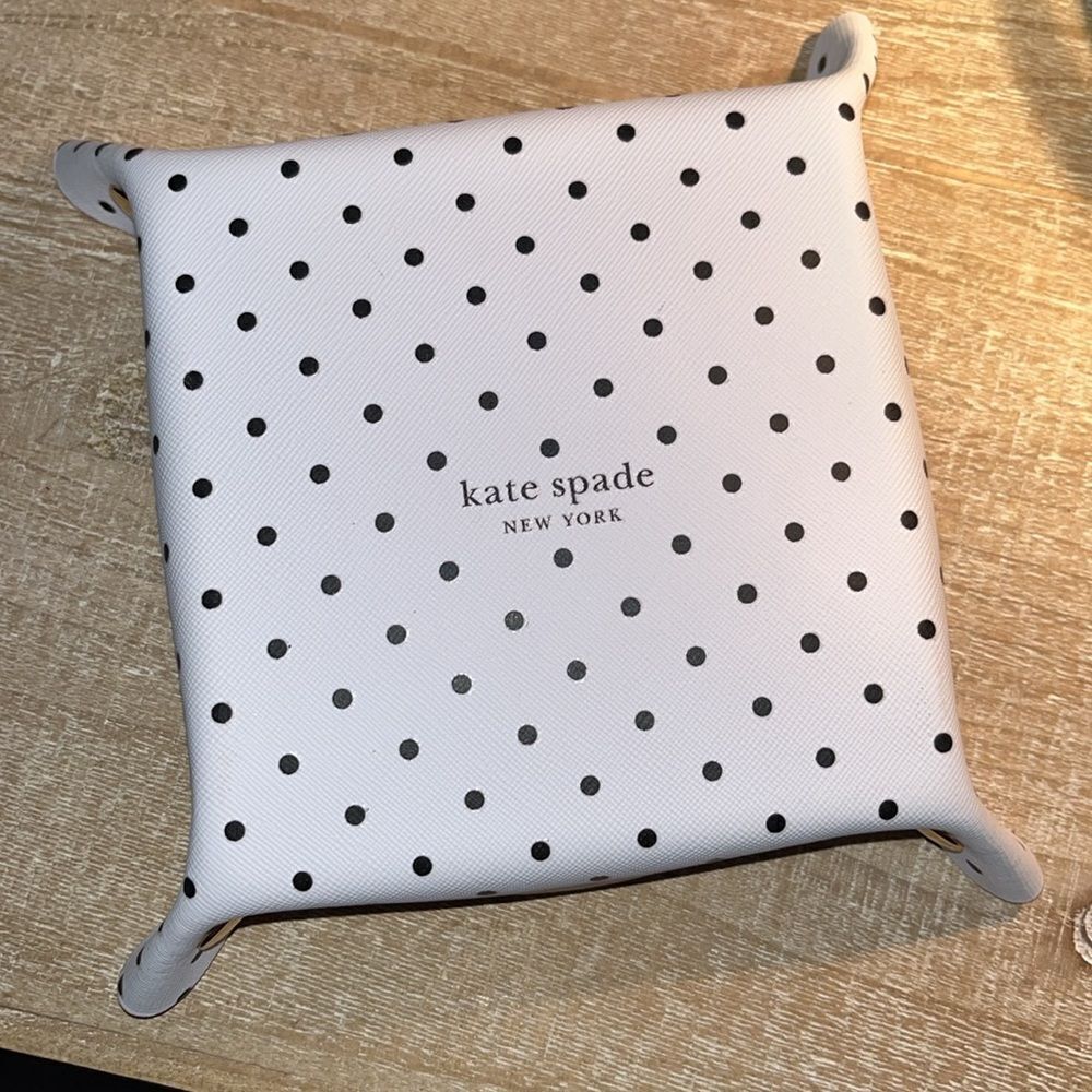 Kate Spade Polka Dot Trinket Tray with Pink Trim - Picture 3 of 3